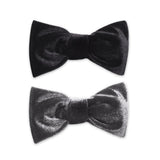 Sleek Silver and Jet Black Velvet Barrette Bows